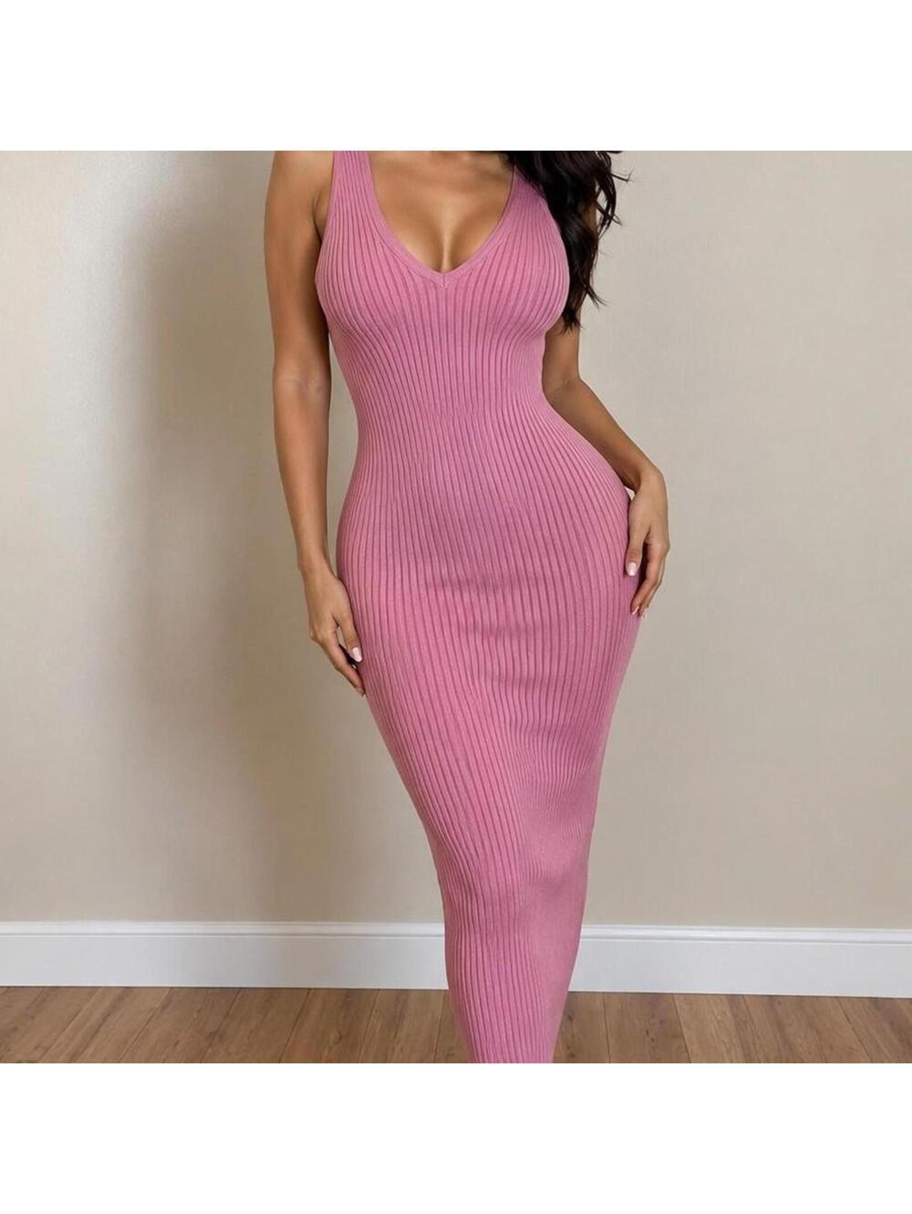 Pink Ribbed Midi Dress 💕 | Size Small | NWOT
